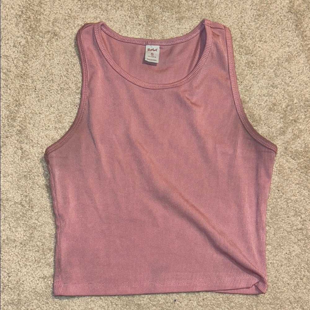 Pink Ribbed Tank Top